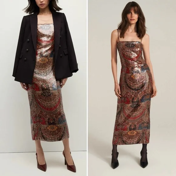 NWT Veronica Beard Leda Dress in Size 6 Red Multi - Picture 14 of 15